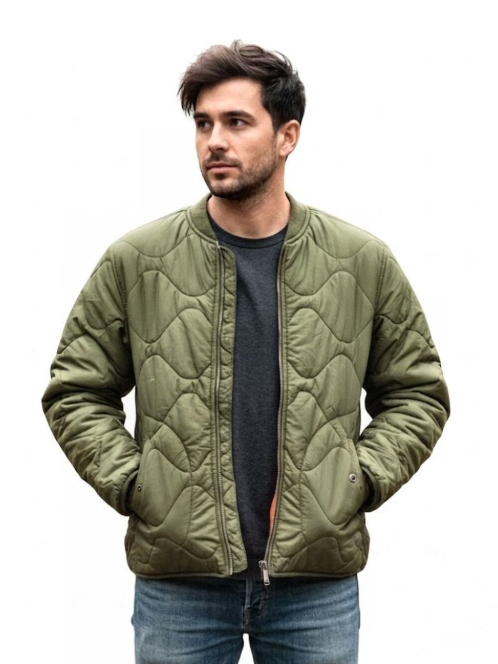 Ovadia & Sons Yardon Reversible Quilted Jacket, Olive & Orange, Men's Size Small